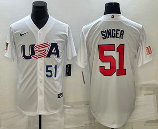 Mens USA Baseball #51 Brady Singer Number 2023 White World Baseball Classic Stitched Jersey,We sell and wholesale Mens USA Baseball #51 Brady Singer Number 2023 White World Baseball Classic Stitched Jersey on line form chian!